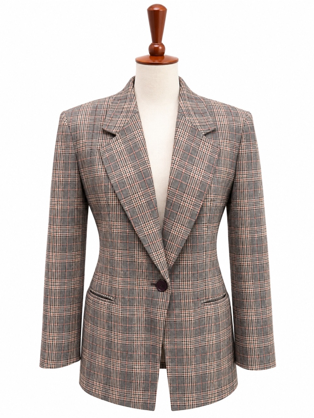 Jones New York Classic Checkered Blazer Black Red Plaid 4
